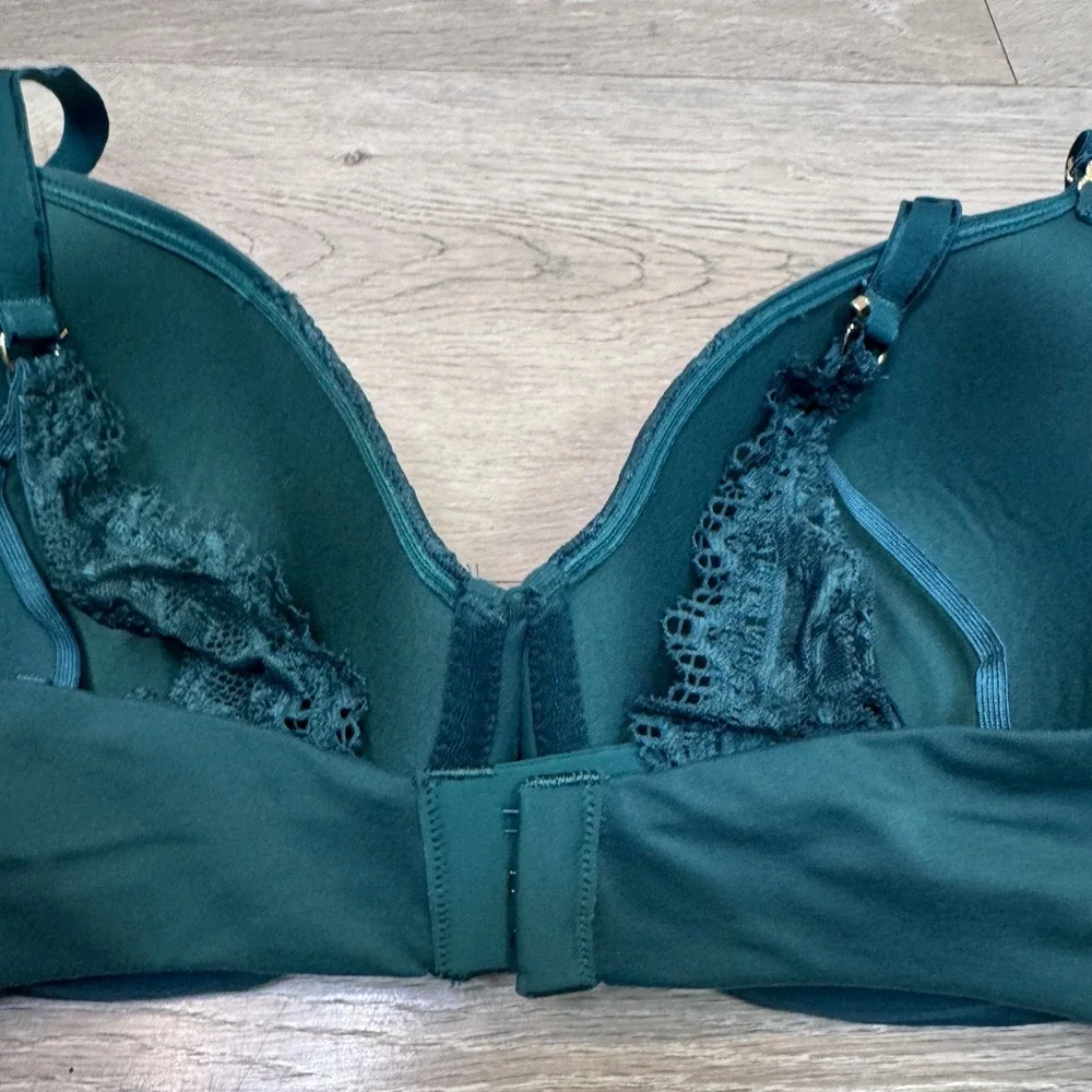 Soma Embraceable Perfect Coverage Underwire Bra Dark Teal Green Lace 36DD